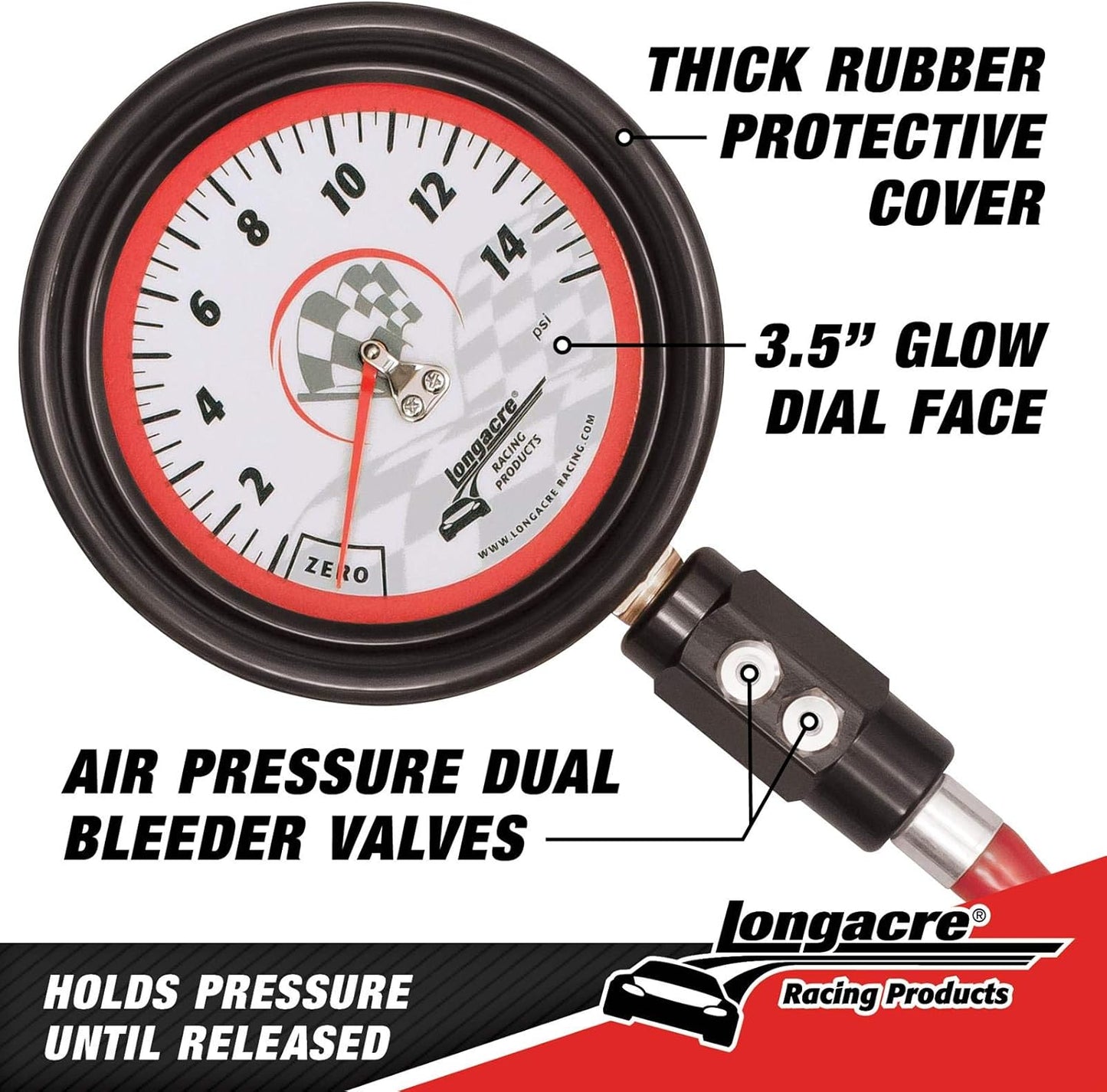 Longacre Magnum 3 1/2 GID Tire Gauge, 0-15 by 1/4 lb